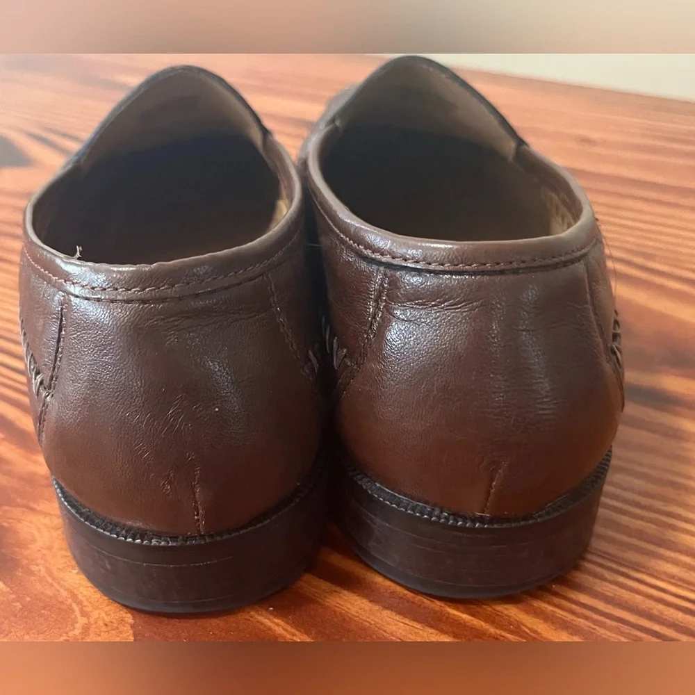 Florsheim Croc Embossed Tassel Loafers Mens 9D Brown Leather Dress Comfort Shoes